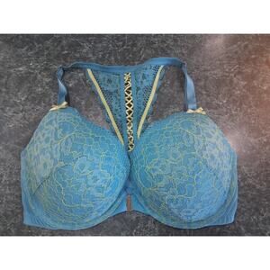 Cacique 38DDD Lane Bryant Plunge Boost Bra Lace Floral Racerback Front Closure